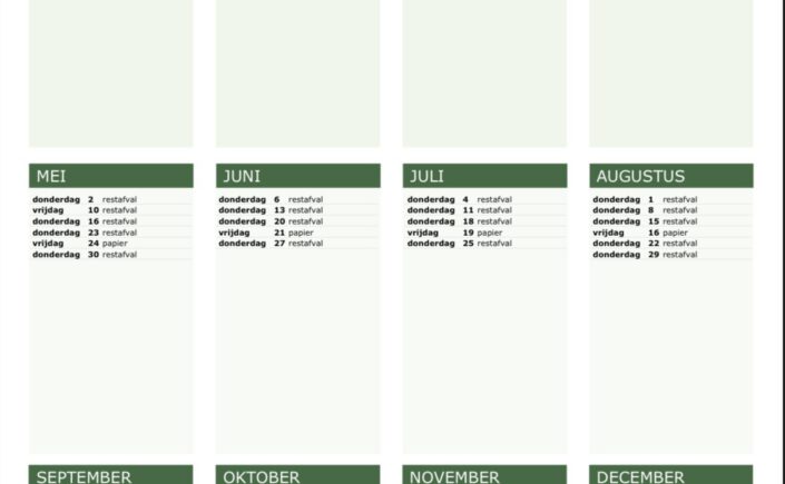 Ophaaldagen afval huiscontainers 2024