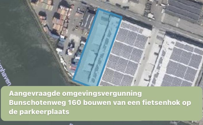 Aangevraagde omgevingsvergunning Bunschotenweg 160 bouwen van een fietsenhok op de parkeerplaats