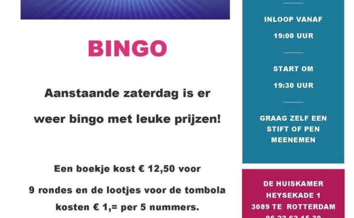 Bingo 17 mei in de Huiskamer 2.0