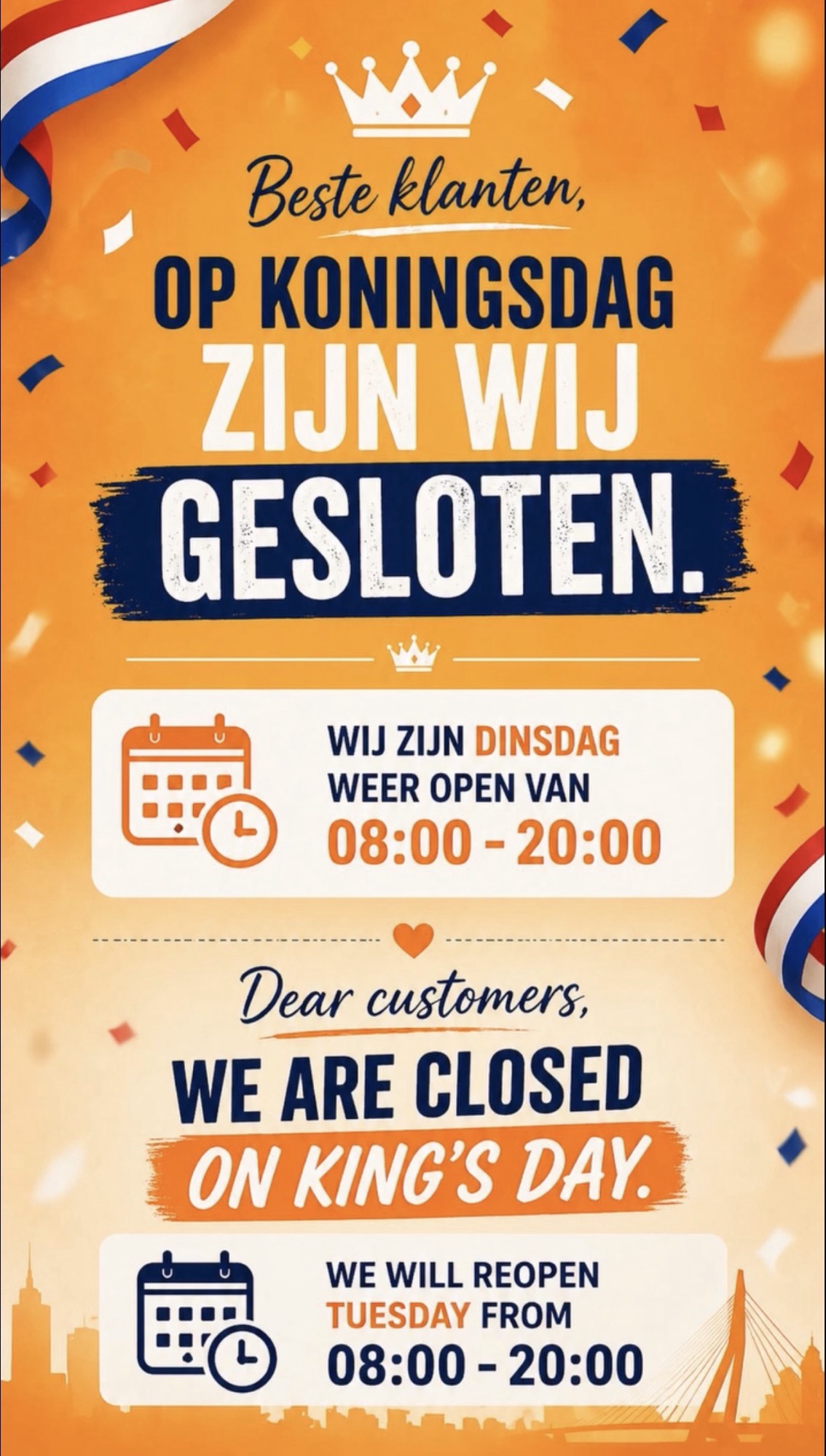 Fresh Food Heijplaat Koningsdag 2026 gesloten