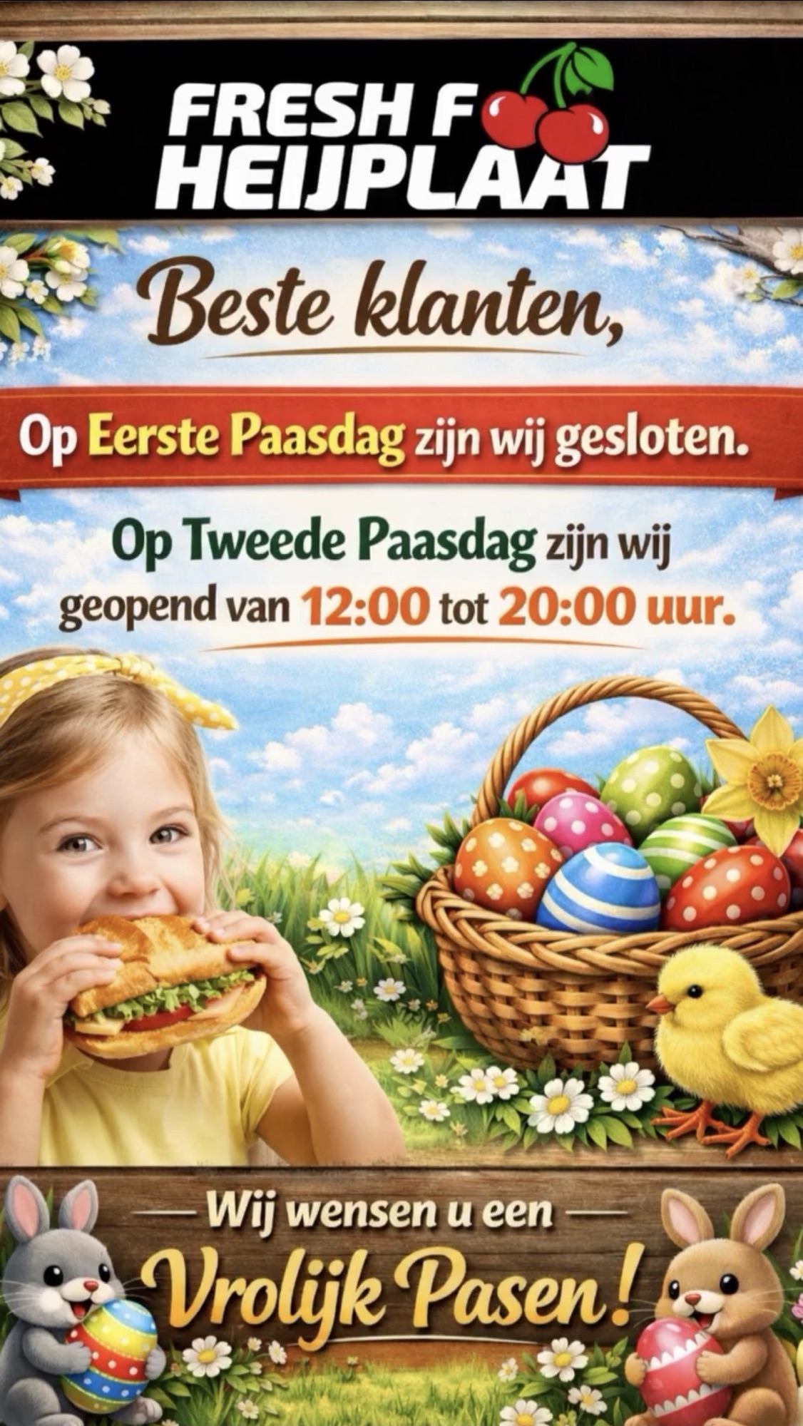 Aangepaste openingstijden met Pasen bij&nbsp;Fresh Food Heijplaat